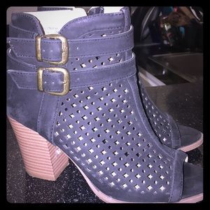 Women’s black peep toe booties
